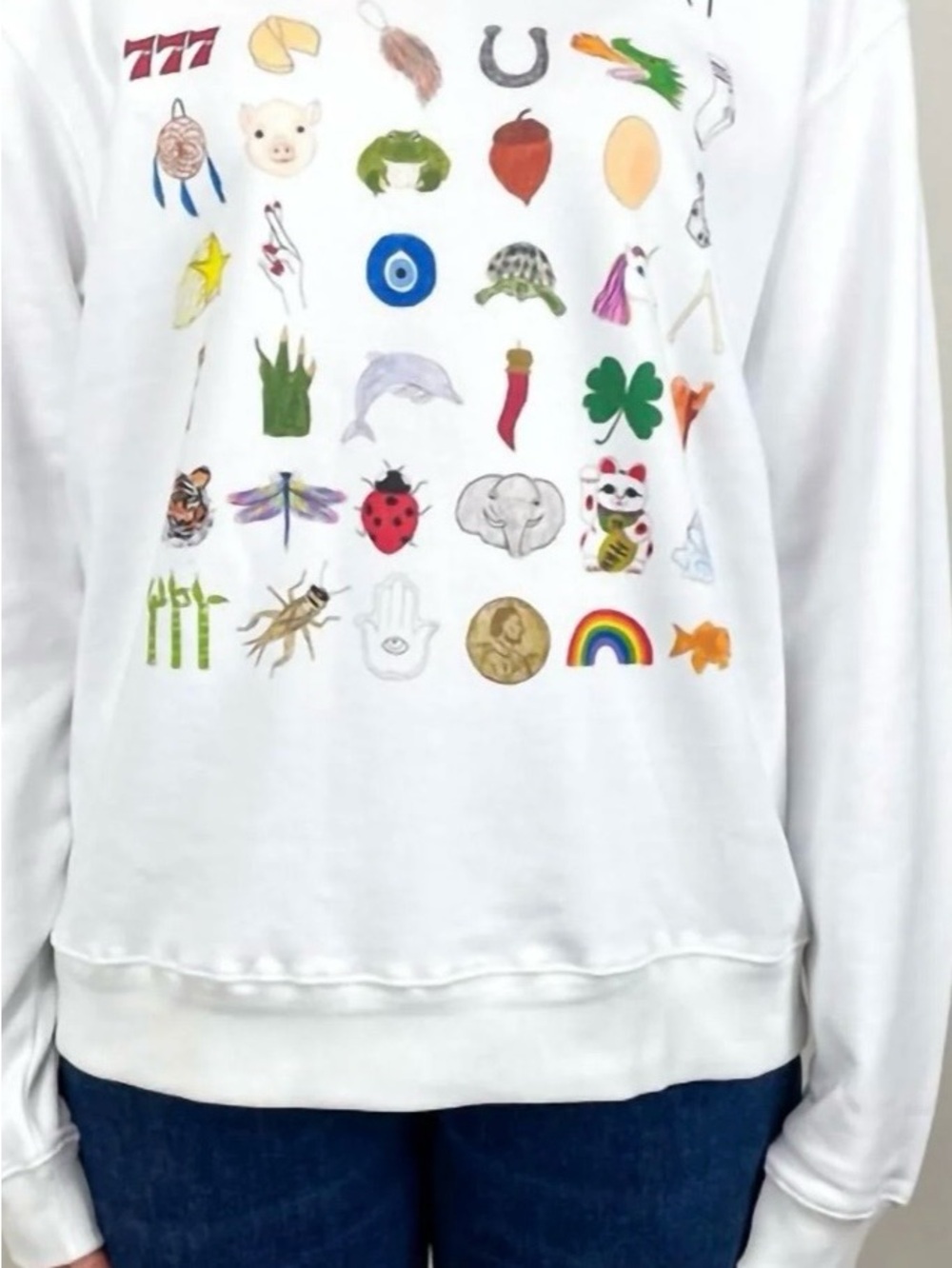 Unfortunate Portrait Women’s White 'Lucky Shirt' Graphic Crewneck Sweatshirt